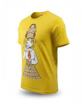 OMOCAT Hololive Watson Amelia Tea Mate Graphic Tee Unisex L Yellow Cotton Anime